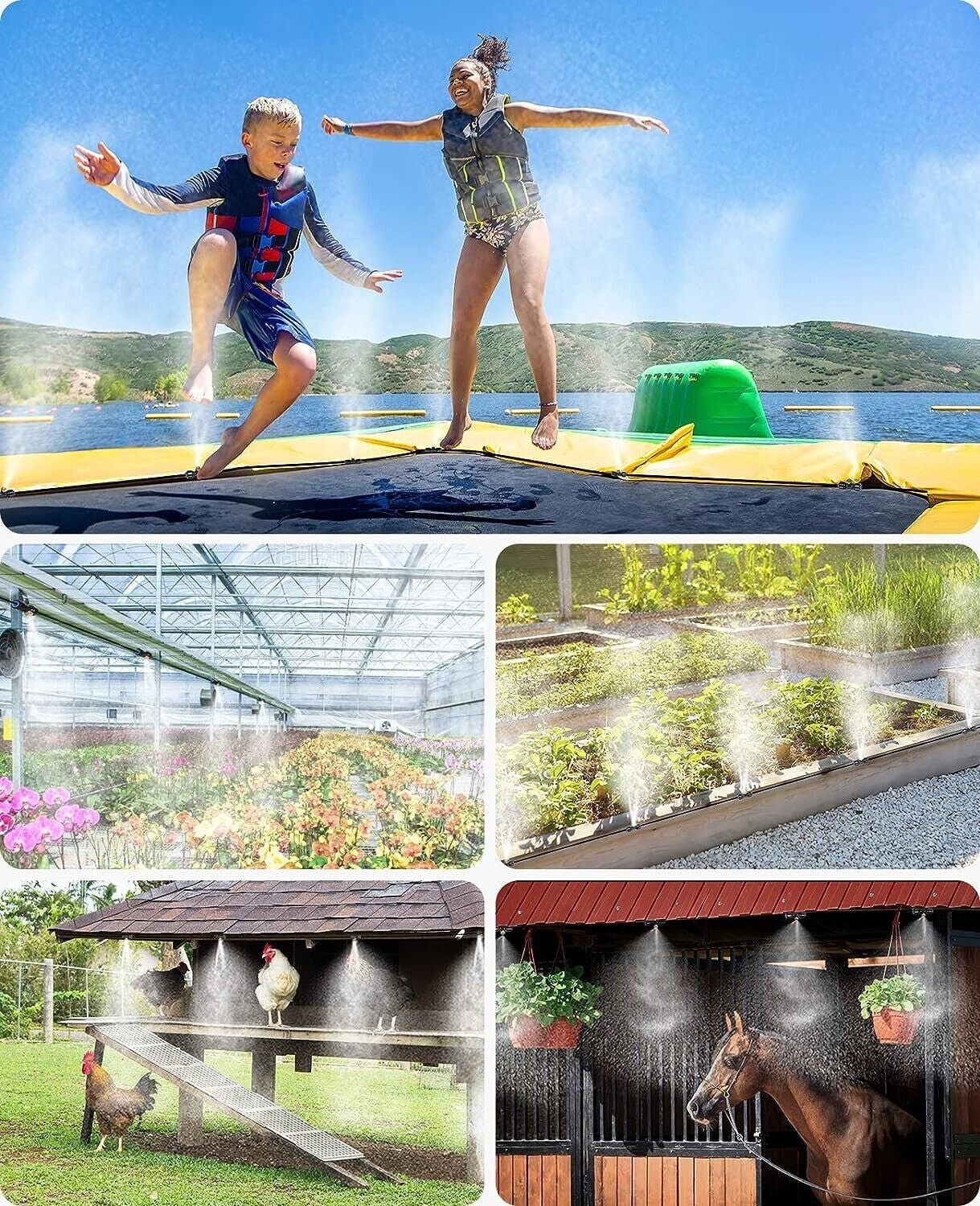 Misting Cooling System 59FT (18M) Misting Line + 20 Brass Mist Nozzles Garden