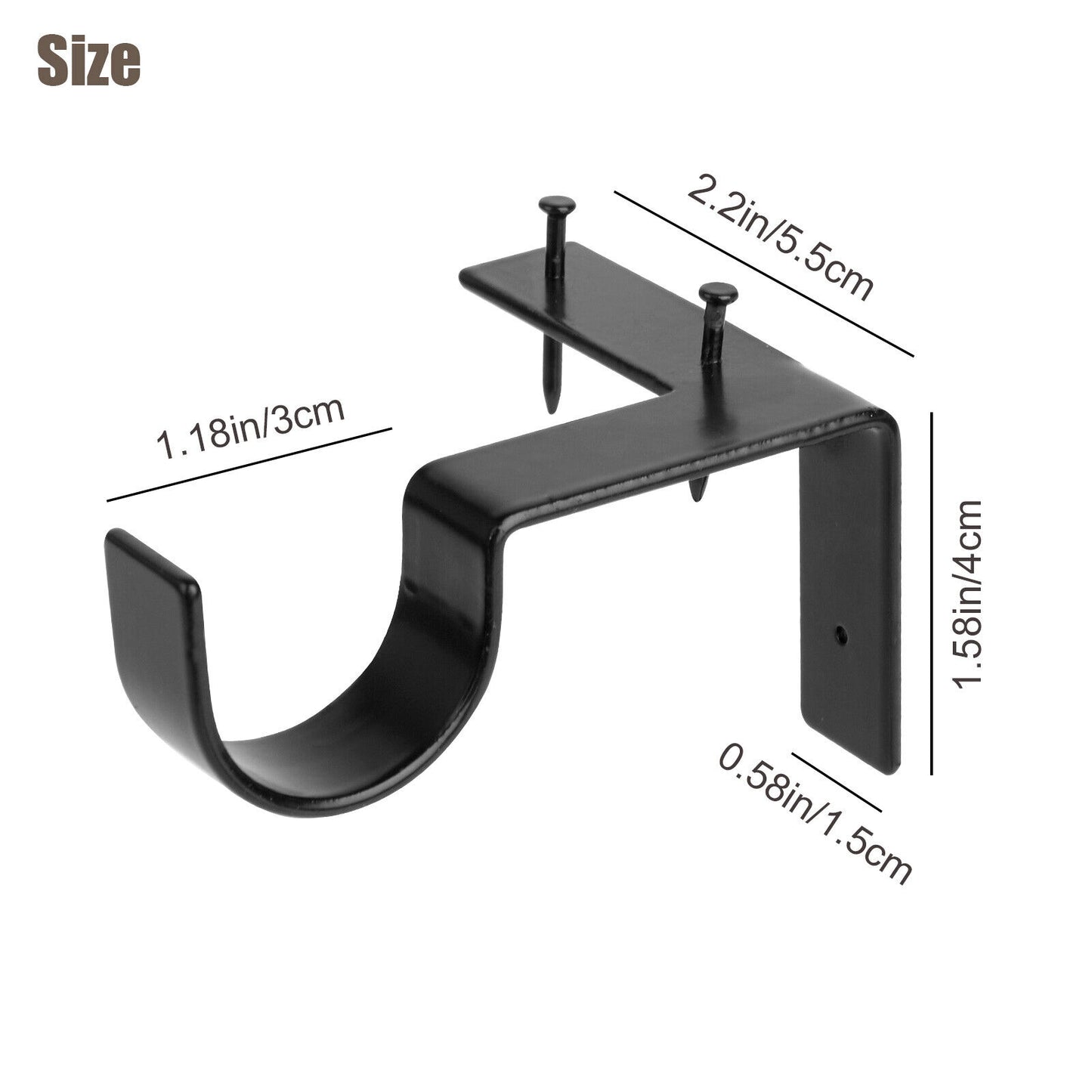 4Pcs Curtain Pole Brackets No Drill Curtains Rod Holder into Wooden Window Frame