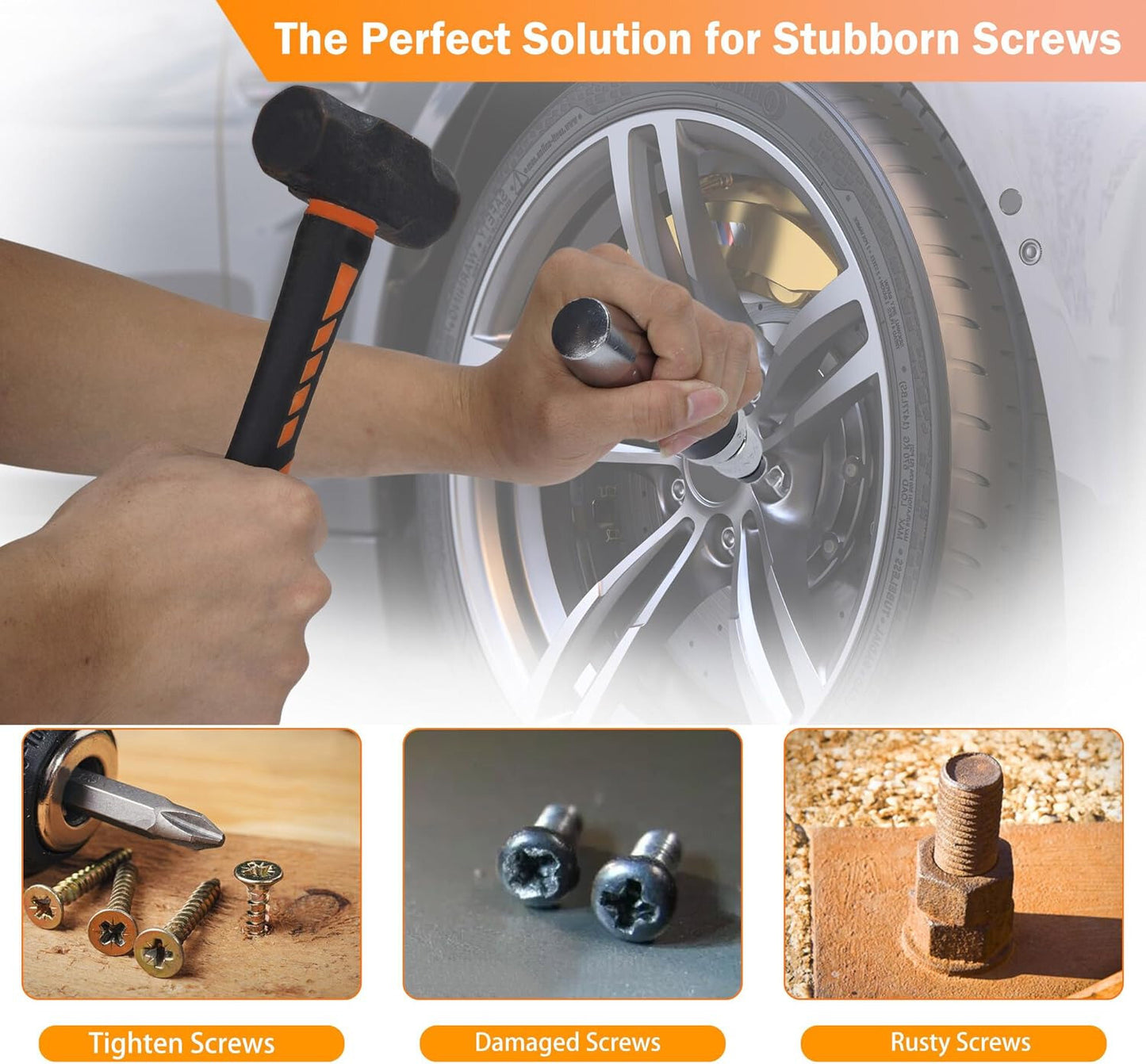 1/2" Impact Screwdriver, Manual Reversible Impact Driver Set with 13 Piece Hand