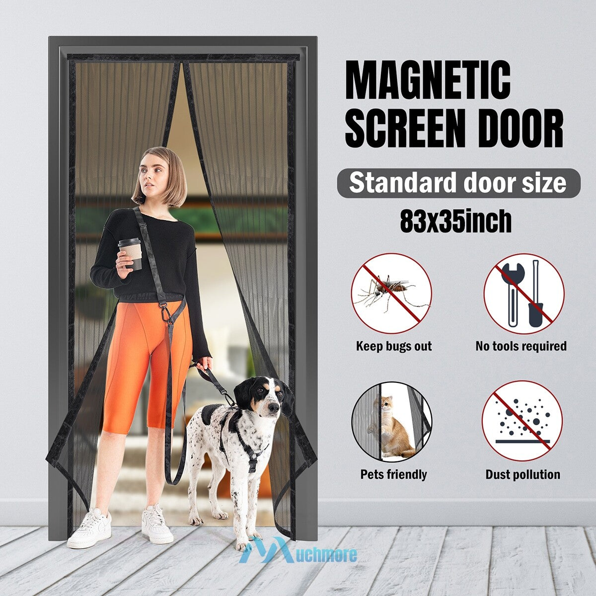 Magnetic Screen Door Mesh Curtain Heavy Duty Mosquito Net Bug Hands Free Closer