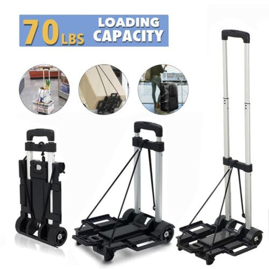 Portable Aluminum Folding Hand Truck Dolly Two-Wheel Luggage Cart Max 70Lbs