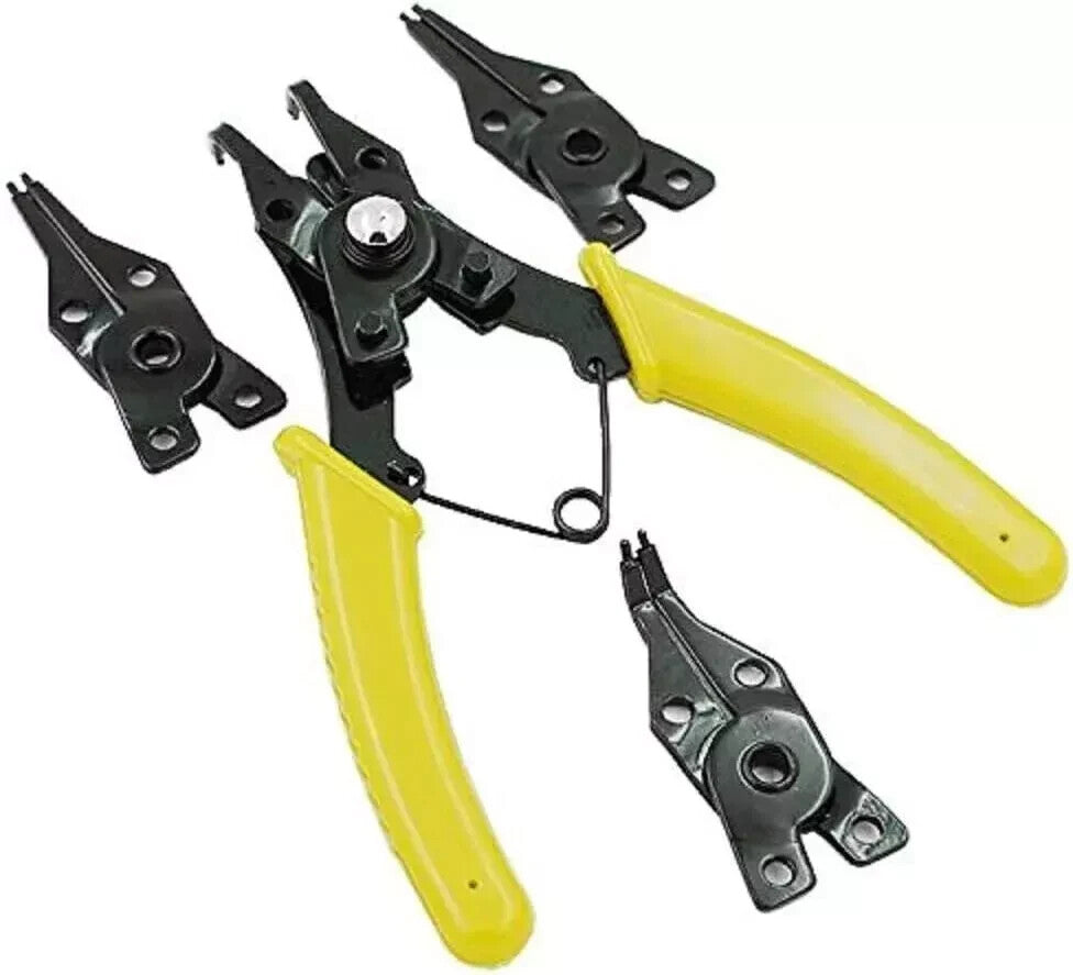 4 PCS Heavy Duty 7" Circlip Plier Snap Ring Plier External Internal Kit W/ Pouch