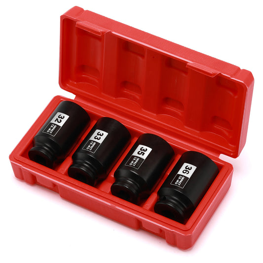 1/2'' Drive Deep Spindle Axle Nut Impact Socket Set 6 Point CR-MO,32,33,35