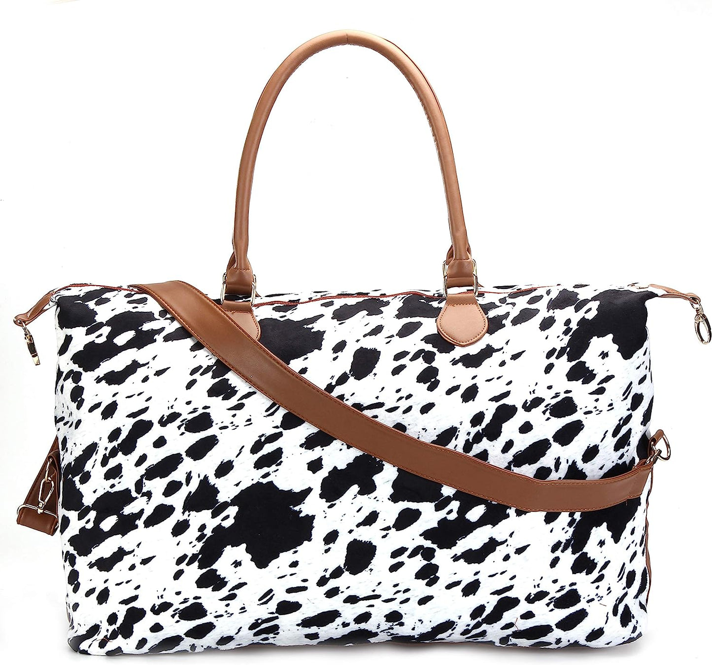 Cow Print Duffle Bag Large Capacity Travel Weekend Bag Overnight Duffel Bag for Women 