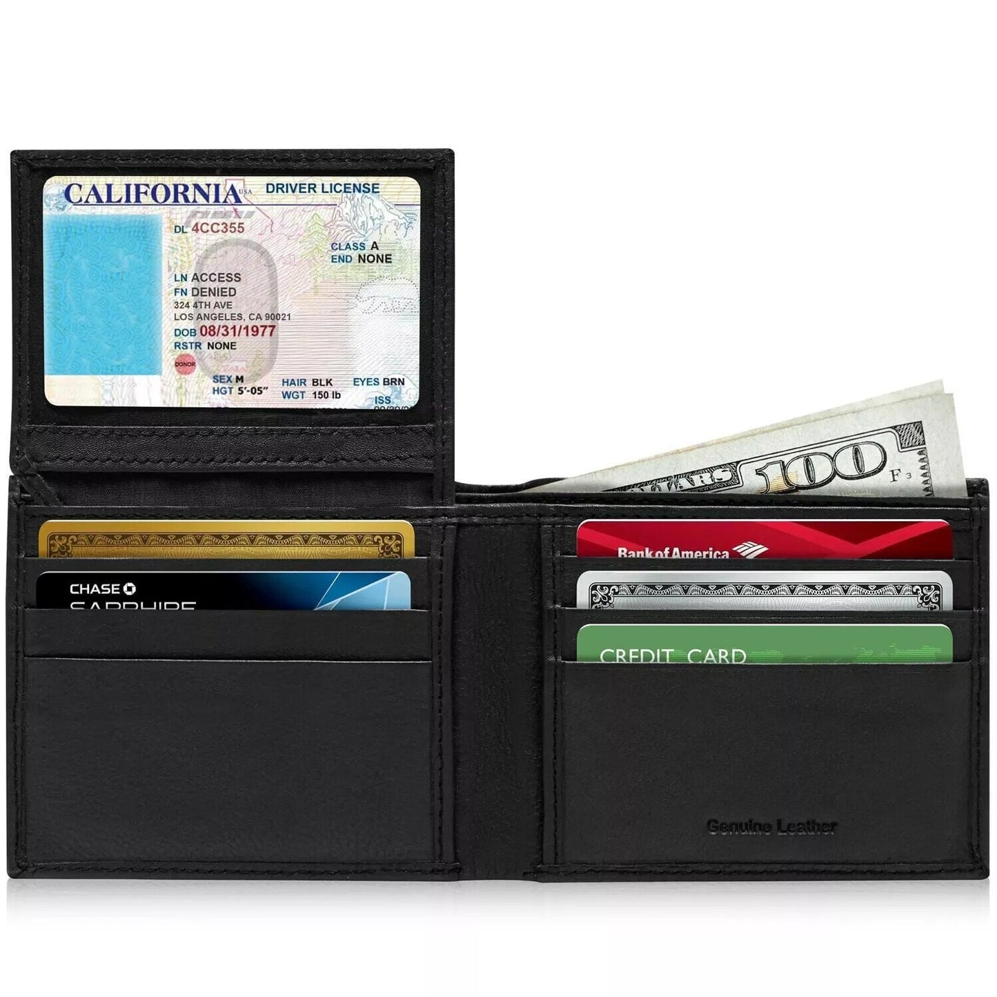 Men's Wallet Genuine Leather Minimalist Bifold Wallets for Men RFID Blocking Slim