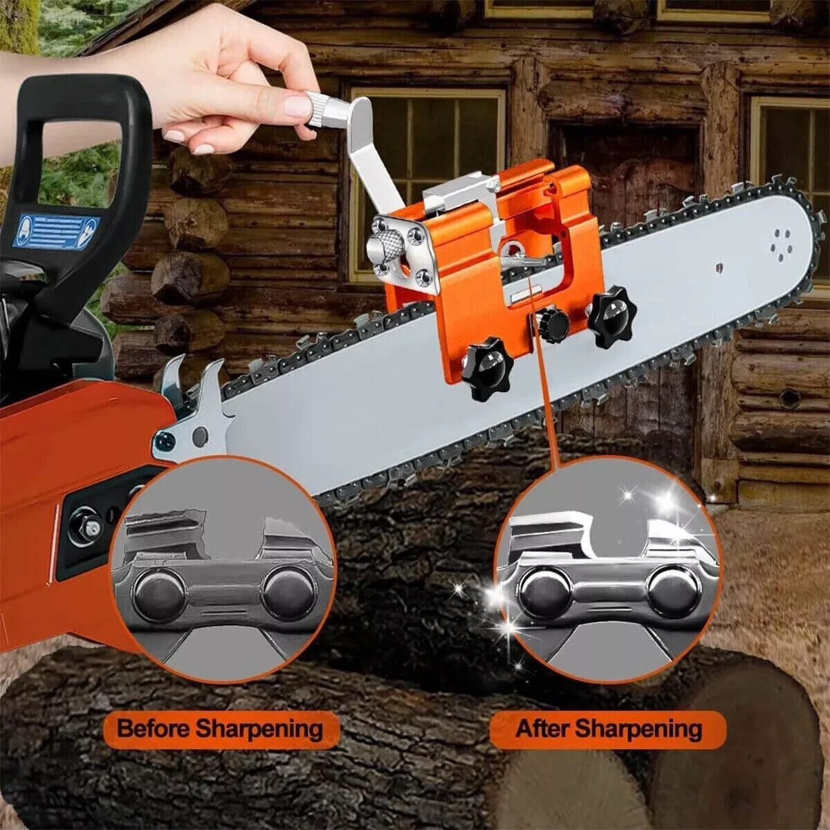 Heavy Duty Chainsaw Chain Sharpening Jig Portable Hand Crank Sharpener Tool Set