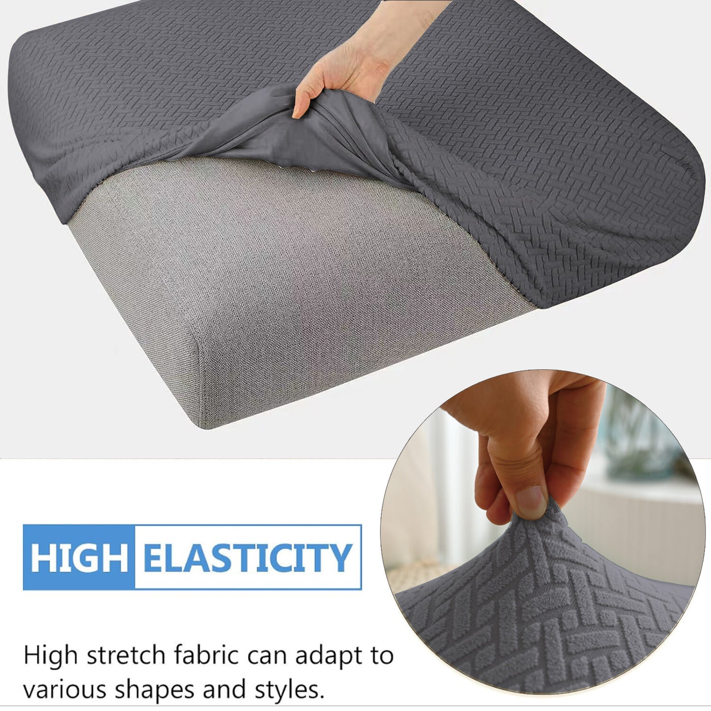 2pcs 100% Waterproof Patio Stretch Sofa Cushion Covers Outdoor Chair Cushion Covers
