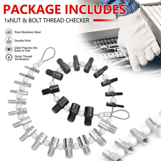 Nut and Bolt Thread Checker (Inch & Metric)- 26 Male/Female -14 Inch & 12 Metric