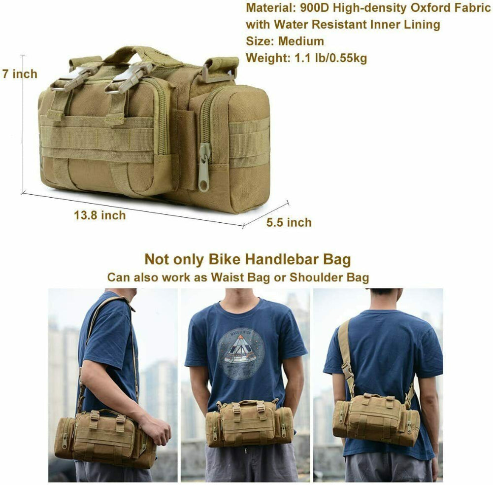 Multipurpose Outdoor Tactical Bag Fanny Pack, Shoulder Bag & Tote Small Duffle Bag Molle Gym Bag Waterproof Travel Sport Handbag