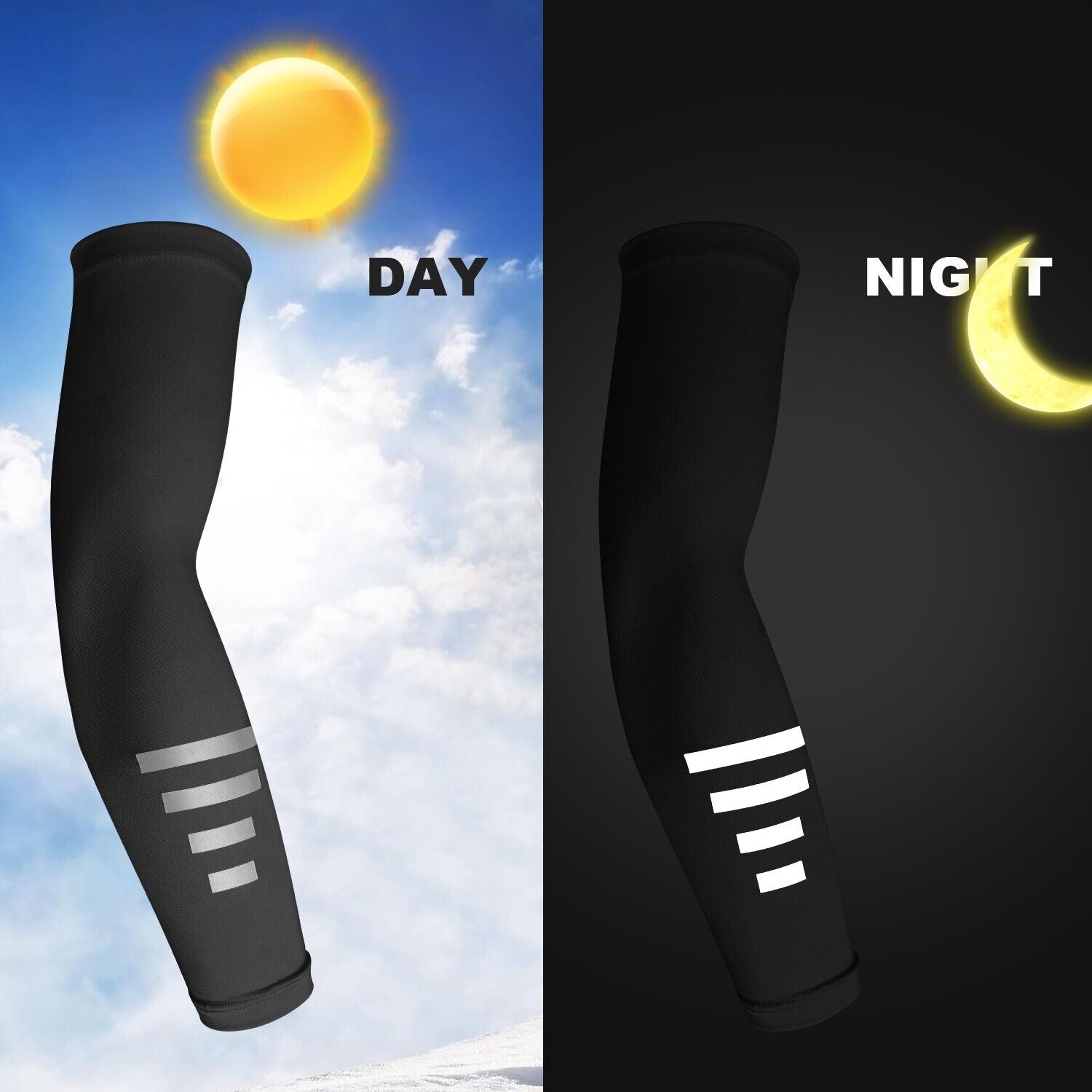 Reflective Sleeves Sunscreen Arm Sleeves Cycling Running UV Protection UPF 50+