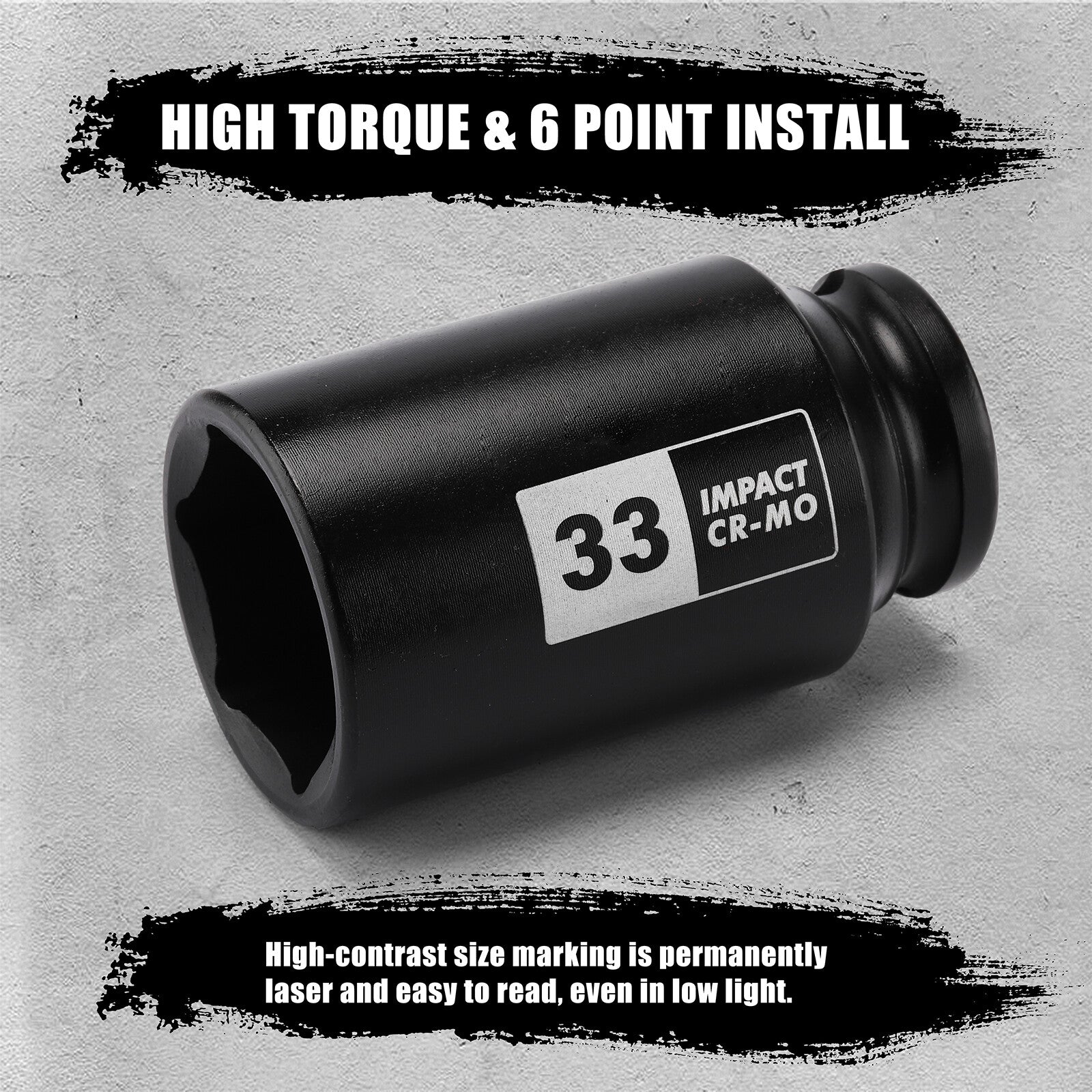 1/2'' Drive Deep Spindle Axle Nut Impact Socket Set 6 Point CR-MO,32,33,35