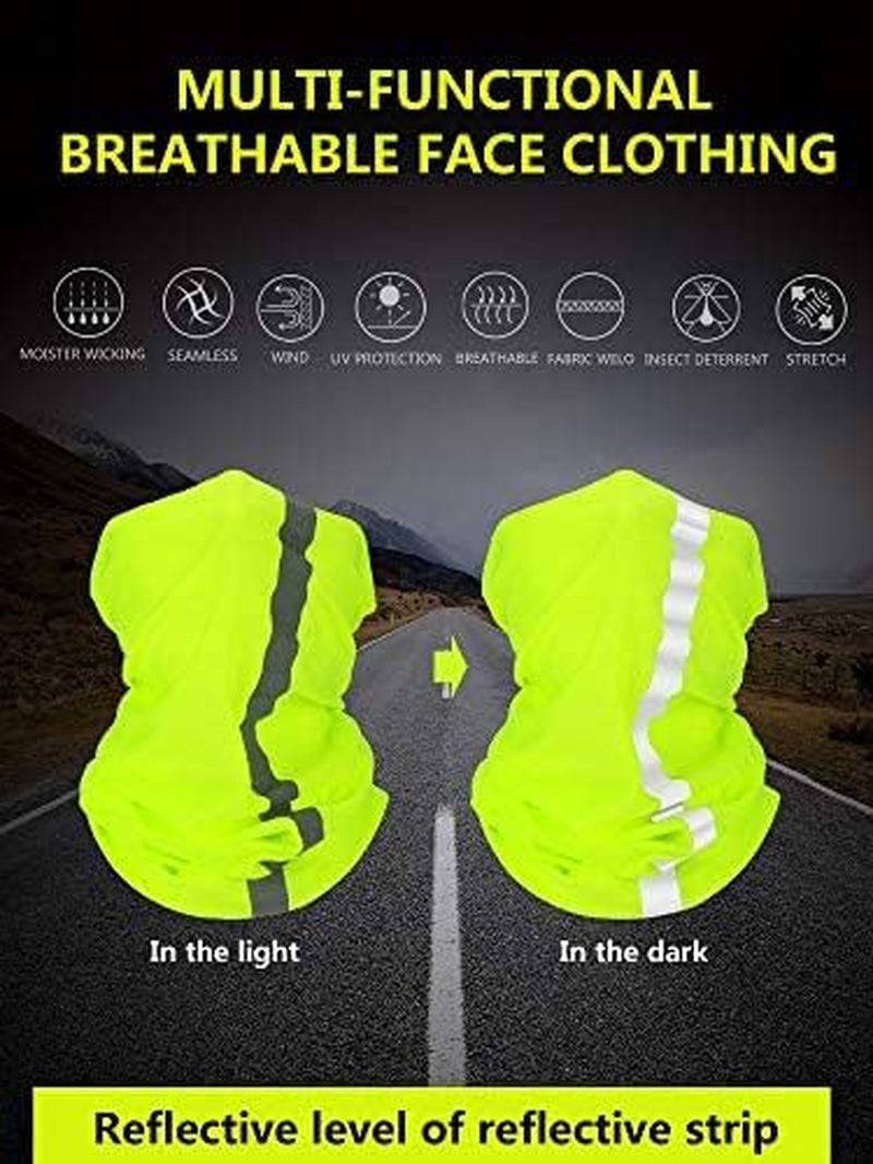 8 Pcs Reflective Neck Gaiter for Men Balaclava Face Cover Breathable Bandana for Cycling Sun Protection Outdoor Sports