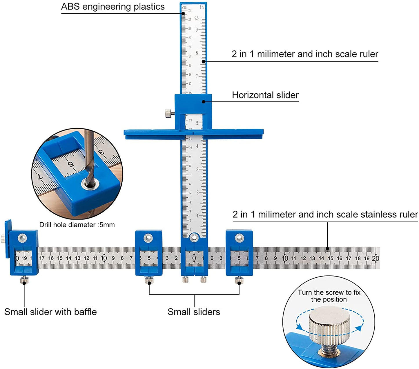 Cabinet Hardware Jig Guide for Installation of Handles Knobs on Doors and Drawer, Cabinet Template Tool for Handles and Pulls