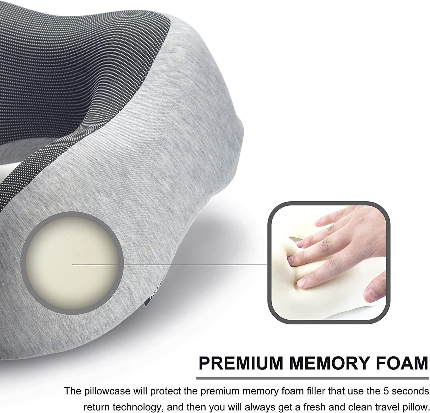 Memory Foam U-Shaped Travel Pillow Neck Support Head Rest Car Plane Soft Cushion
