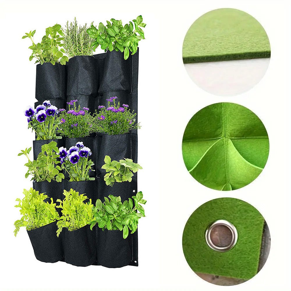 New 18 Pockets Wall Hanging Planting Bags Plant Grow Planter Living Bag Garden