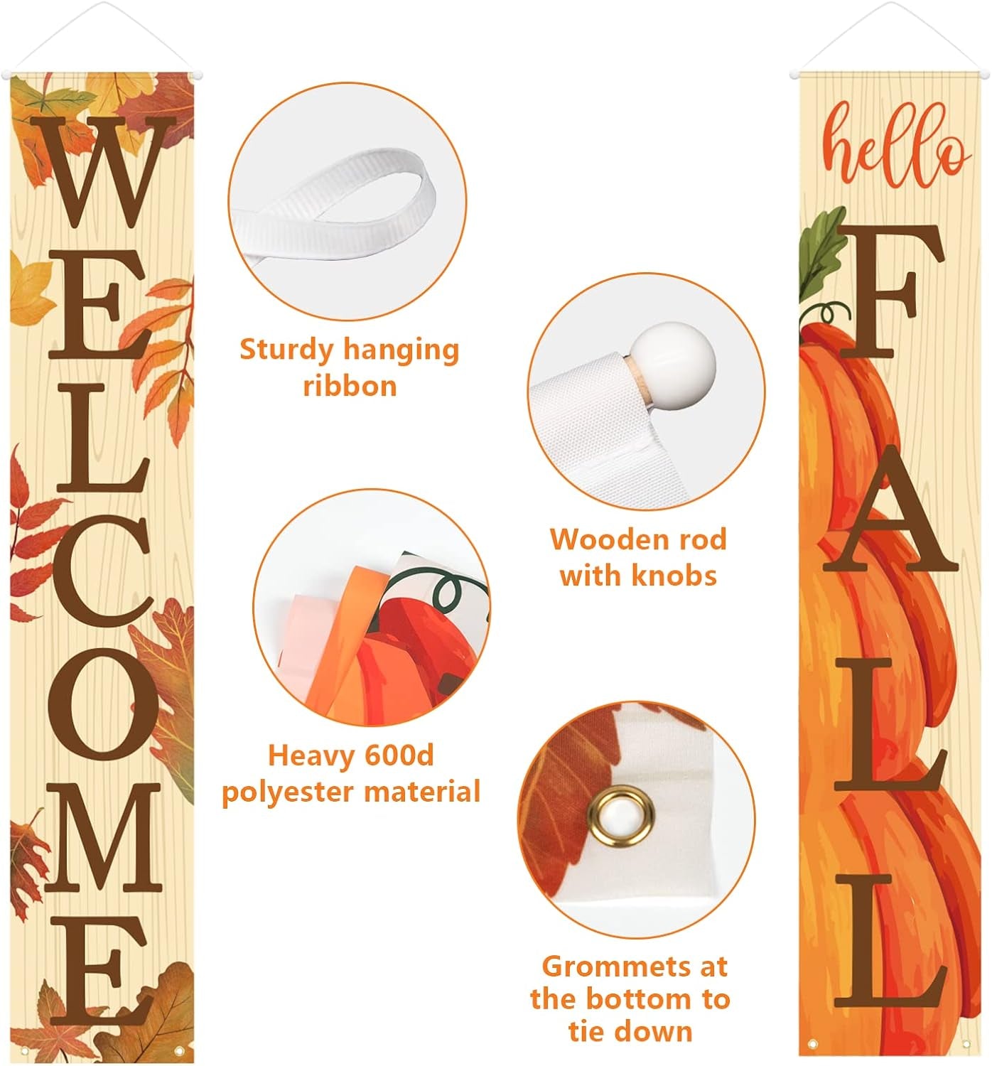 Fall Decor Fall Decorations for Home Welcome & Hello Fall Signs for Front Door Harvest Decoration 