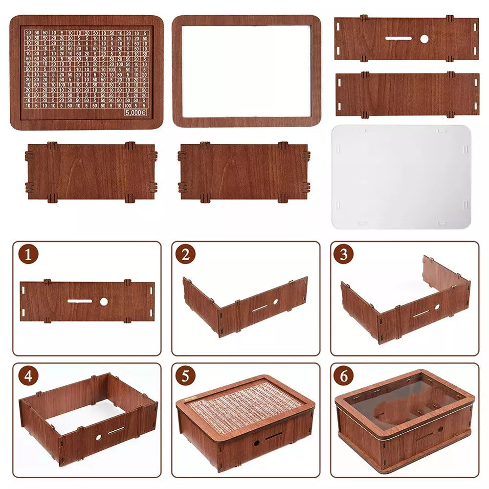  Wooden Savings Box Wooden Cash Cash Vault Saver Money Saving Box with Countdown