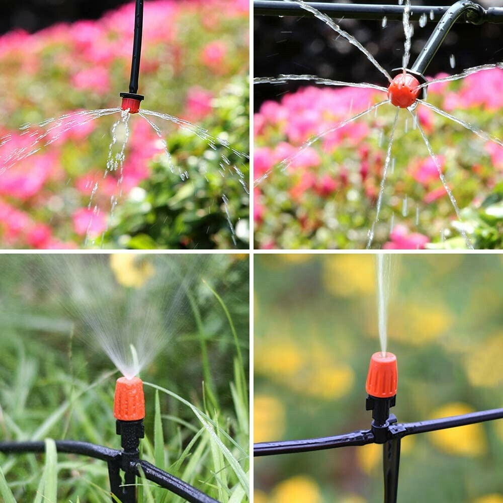 Drip Irrigation System Plant Timer Self Garden Watering Spray Hose Kit 100Ft/30M