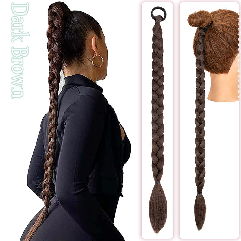 Natural as Human Braids Ponytail Wrap Bubble Thick Braiding Hair Extensions 34In