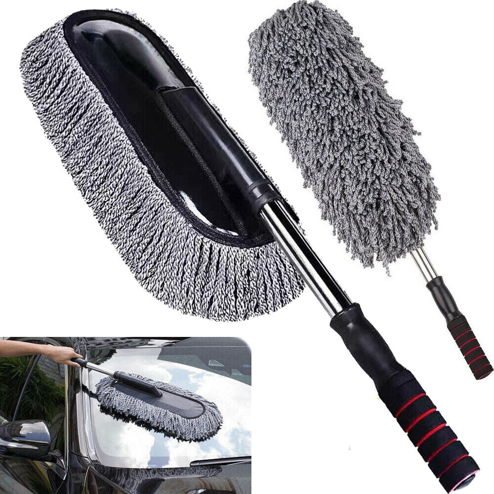 Car Cleaning Duster Microfiber Large Home Wax Treated Plastic Handle Brush