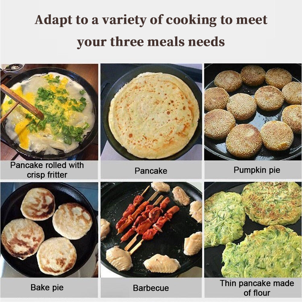11'' Cast Iron Pizza Pan Kit Skillet Kitchen Cookware Frying Baking Cooking US