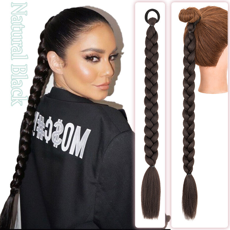 Natural as Human Braids Ponytail Wrap Bubble Thick Braiding Hair Extensions 34In