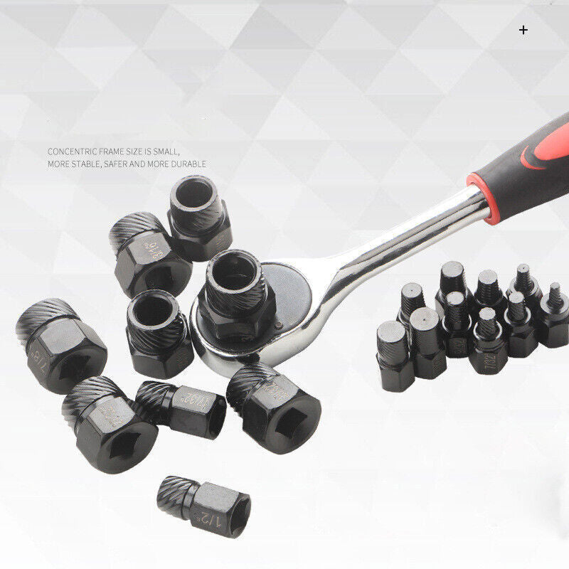 25PCS Multi-Spline Screw Extractor Set Hex Head Bit Socket Wrench Bolt Remover