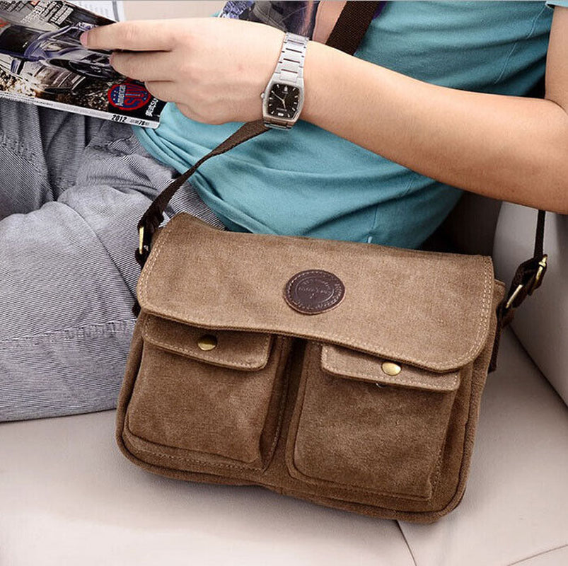 Men'S Canvas Cross Body Bag Messenger Shoulder Book Bags School Satchel Vintage