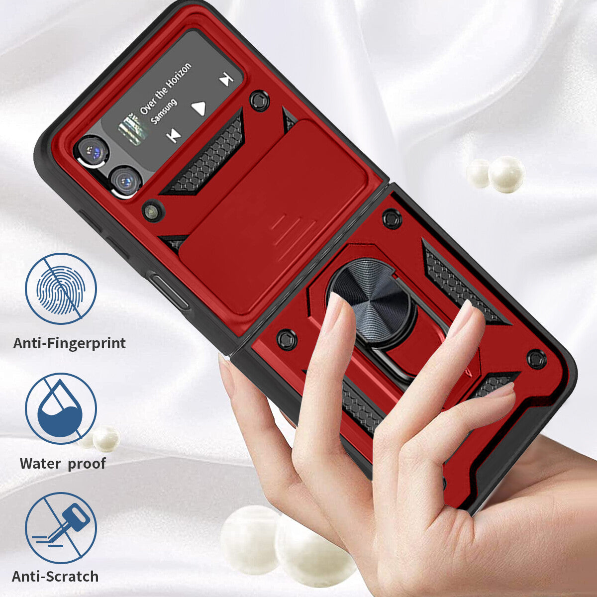 Shockproof Case For Samsung Galaxy Z Flip6 Flip5 4 Case Shockproof Stand Slide Camera Ring Cover