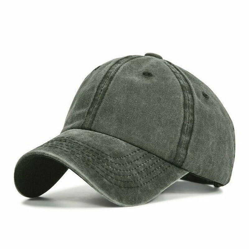 PONYTAIL HAT MESSY HIGH BUN DAD HAT PONYCAP ADJUSTABLE SOLID COTTON DISTRESSED W