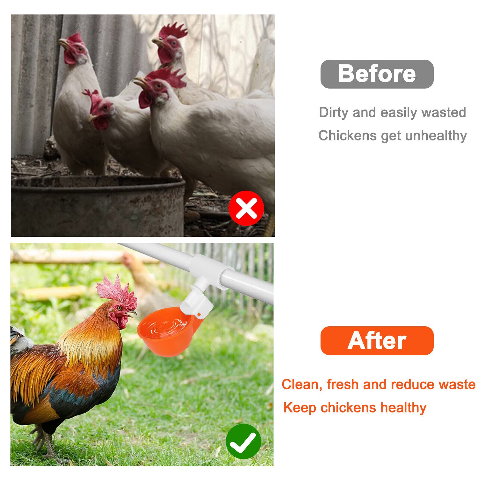 5PCS Chicken Automatic Watering Cups Poultry Drinker Waterer for Duck Quail Hen
