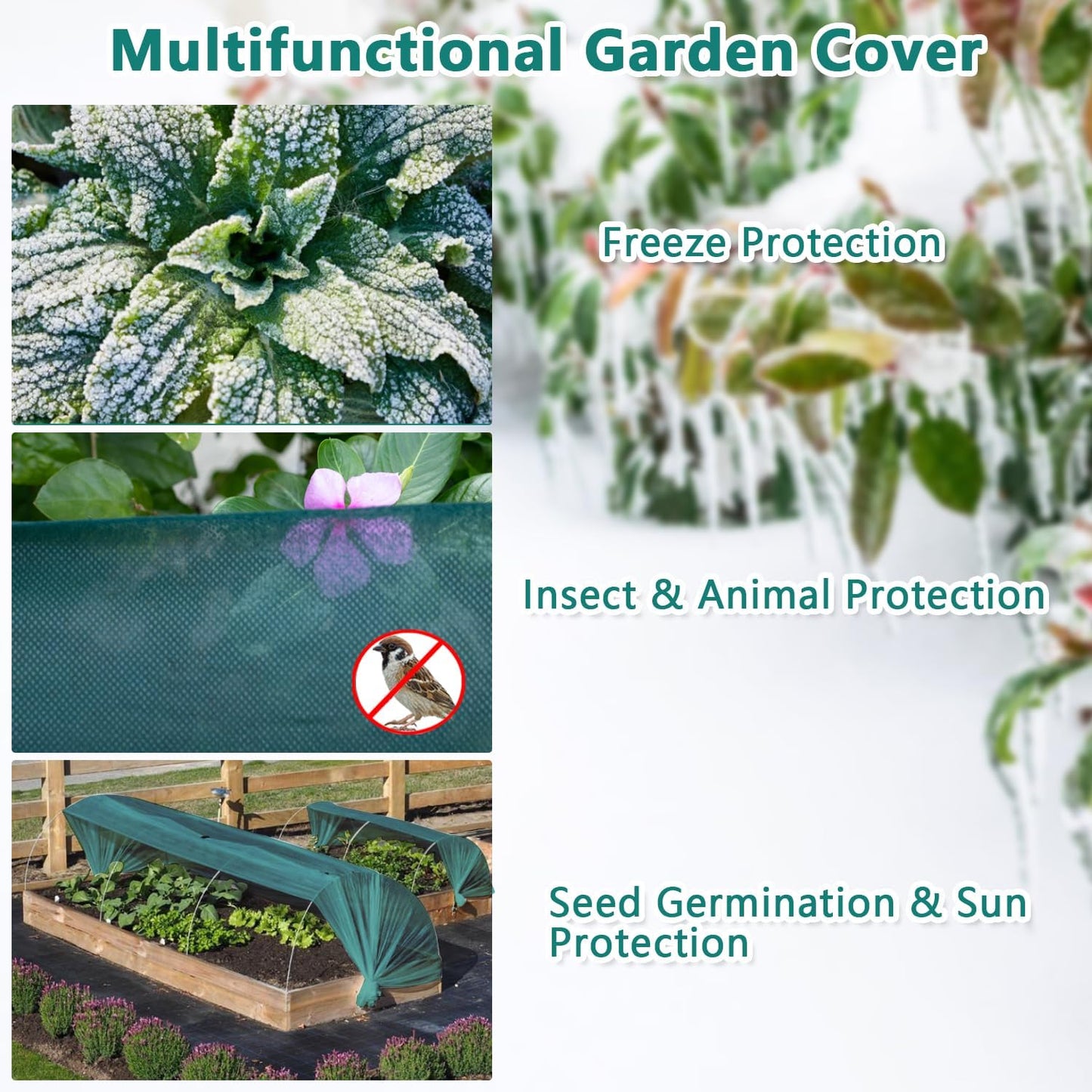 Plant Covers Freeze Protection Green Floating Row Cover Garden Fabric Vegetable Shade Cloth for Greenhouse  Winter Frost Blanket/Sun Pest Protection Wraps  33FT X 10FT