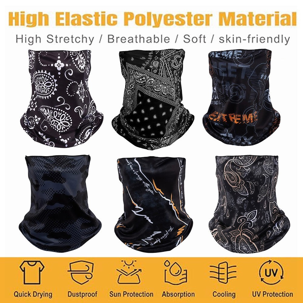 6 PCS UV Protection Cooling Neck Gaiter Face Mask Scarf Windproof Bandana Cover