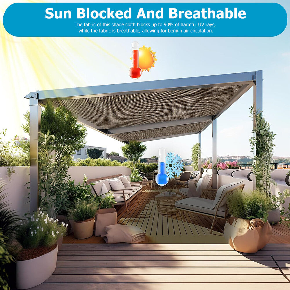 90% Sun Shade Cloth with Grommets Pergola Canopy Cover Patio Mesh Tarp Screens