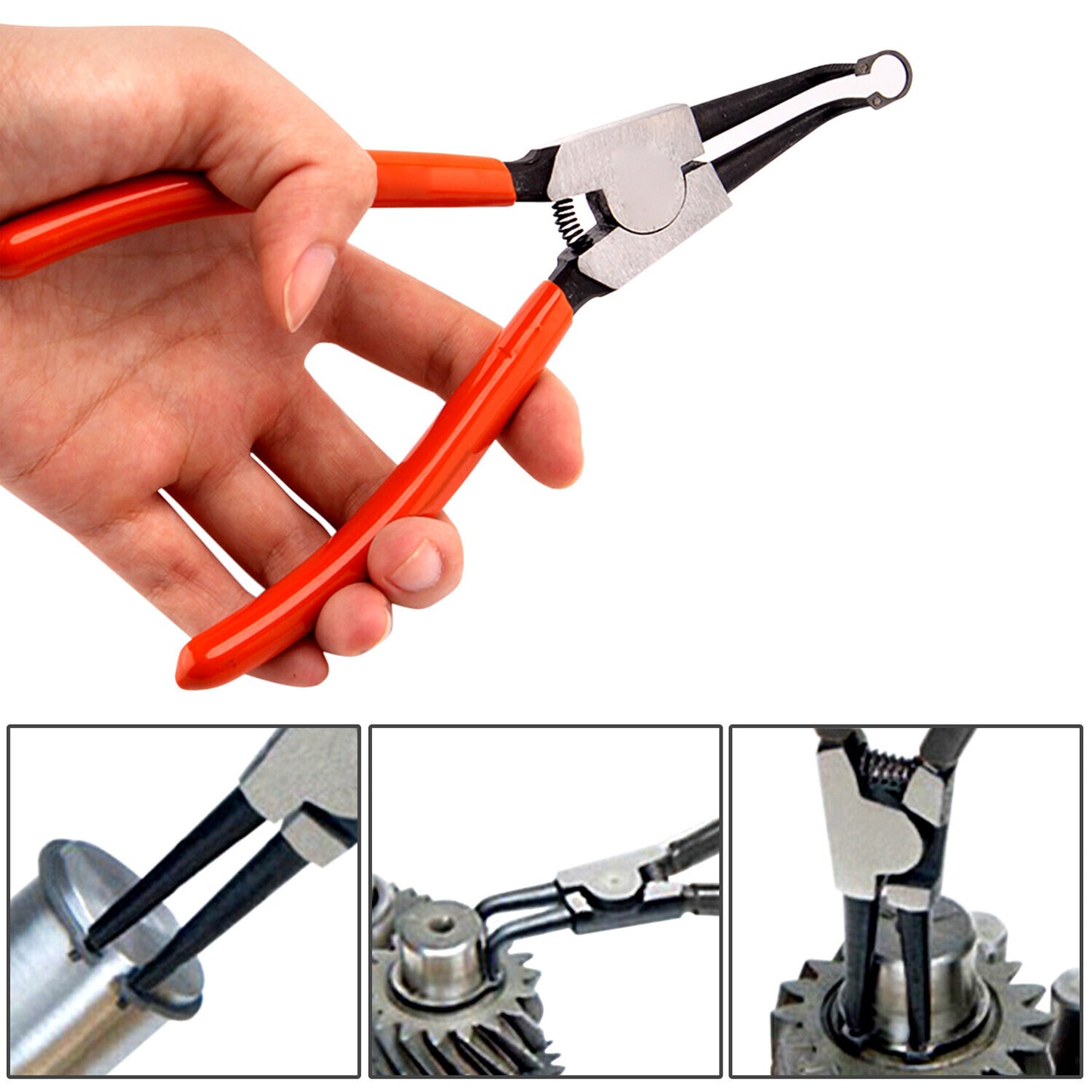 4Pcs Heavy Duty 7" Circlip Plier Snap Ring Plier External Internal Kit W/ Pouch
