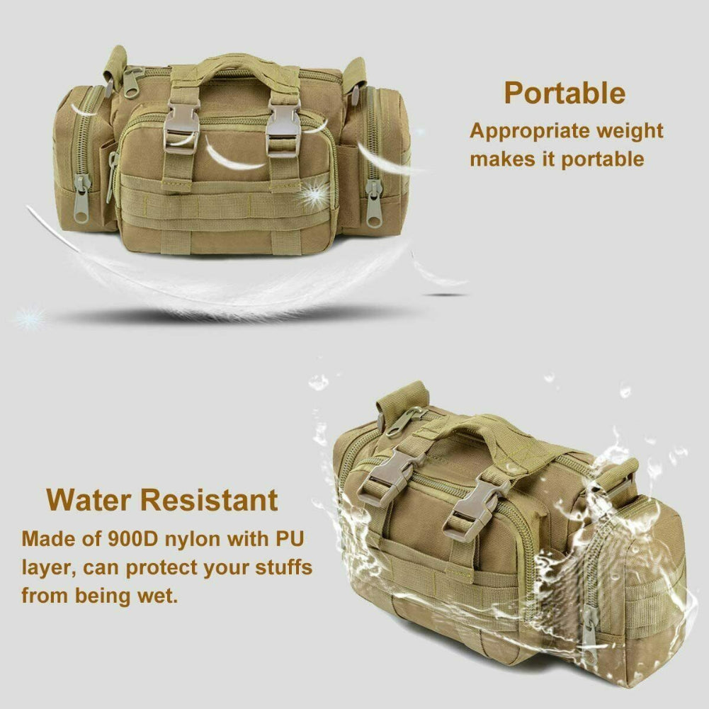 Multipurpose Outdoor Tactical Bag Fanny Pack, Shoulder Bag & Tote Small Duffle Bag Molle Gym Bag Waterproof Travel Sport Handbag