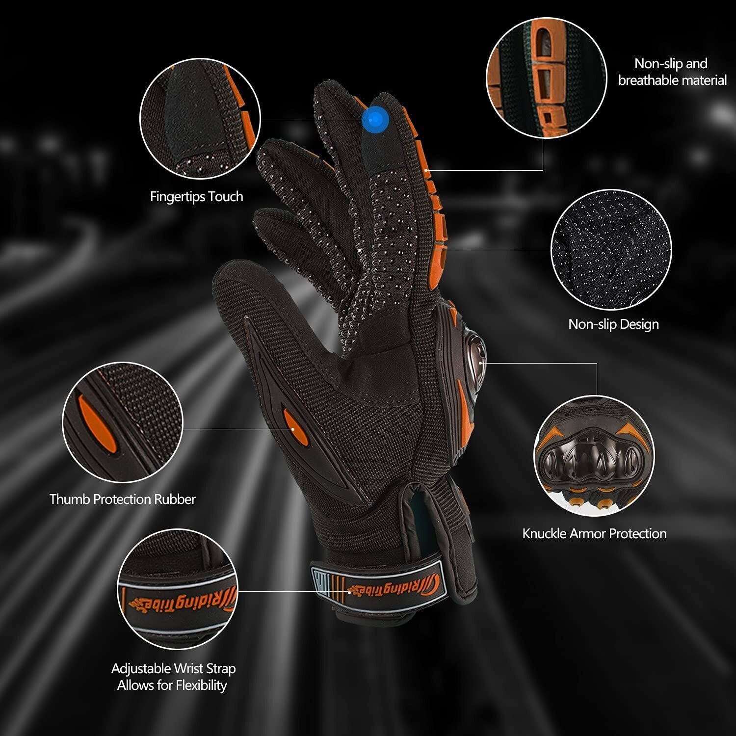 Motorcycle Gloves for Men Women Full Finger Touchscreen Motorbike Riding Gloves