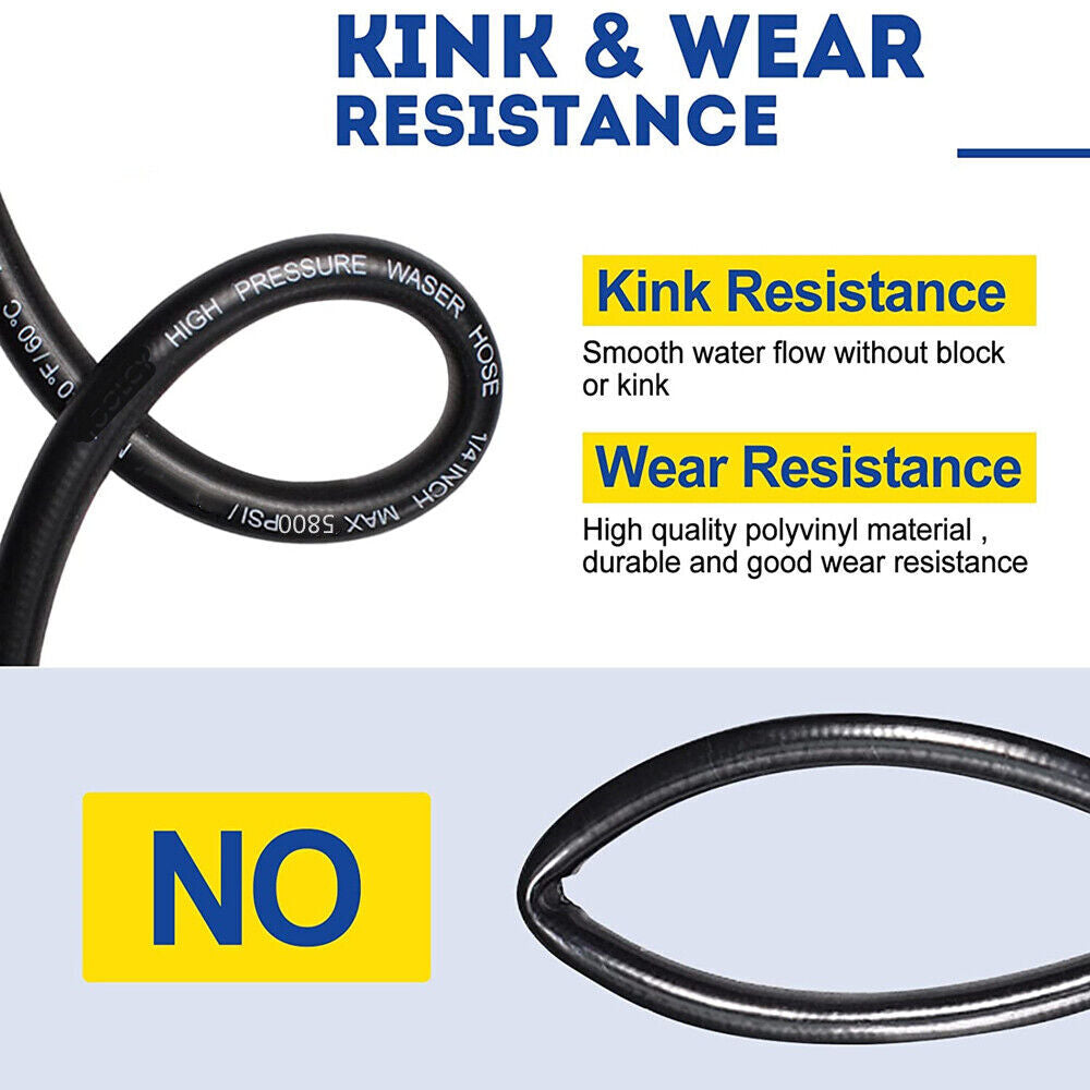 50FT High-Pressure Power Washer Hose – 5800 PSI M22 14mm Extension Replacement Hose for Pressure Washers