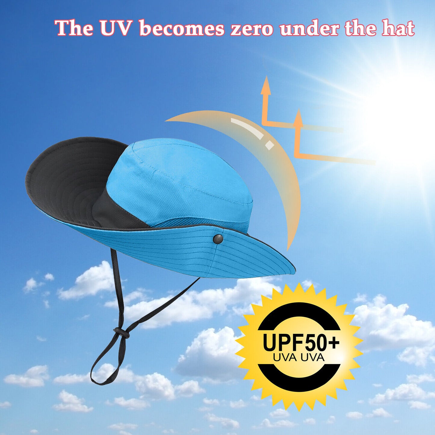 Summer Bucket Hat Boonie Women Ponytail Cap Wide Brim Sun UV Protection Travel