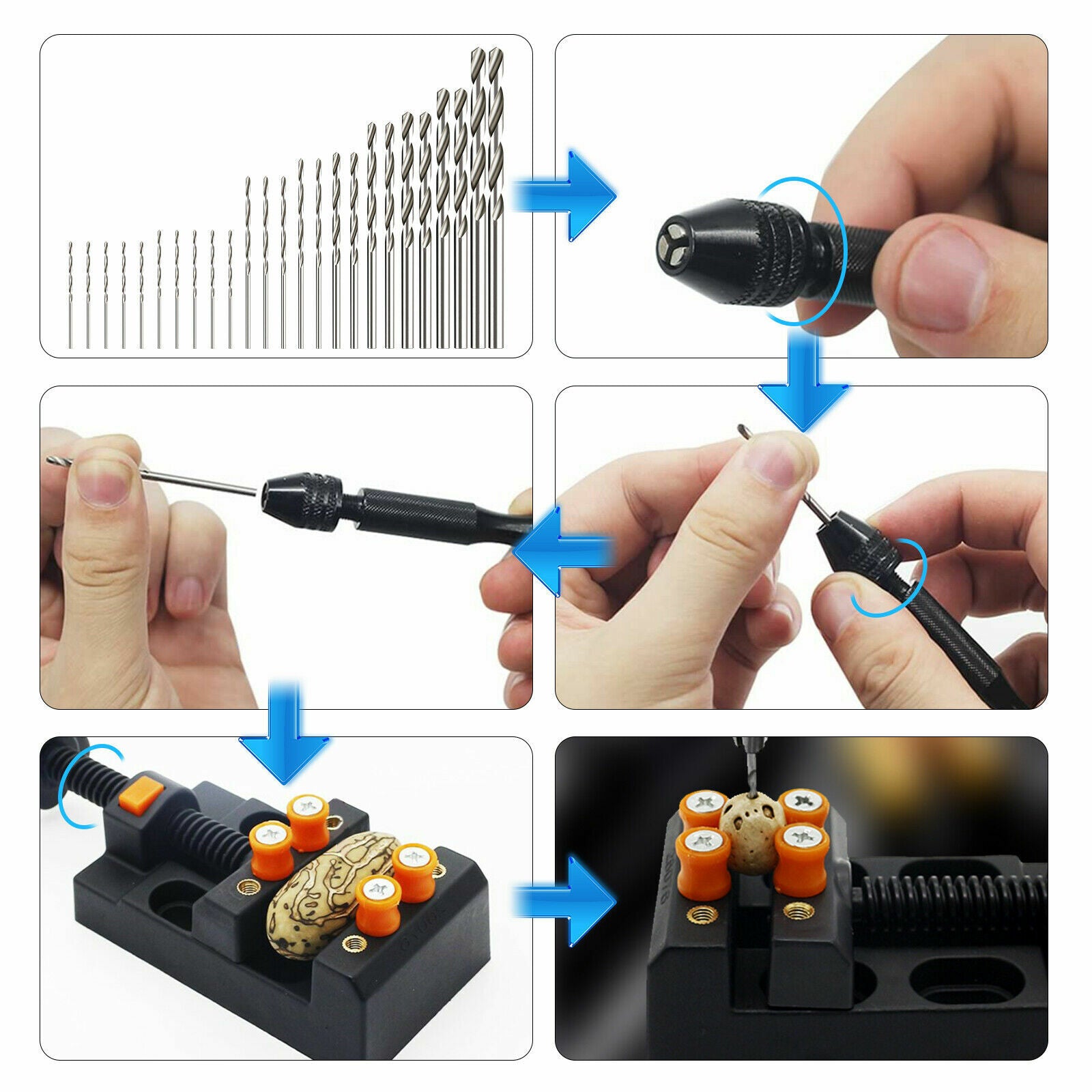 60PCS Mini Hand Drill & Micro Bit Set – Precision Pin Vise for DIY & Crafting