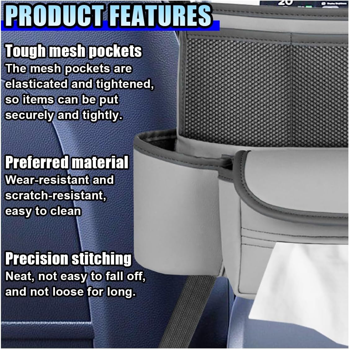 Back Seat Organizer Interior Accessories Car Storage Bag Leather Multi-Pocket