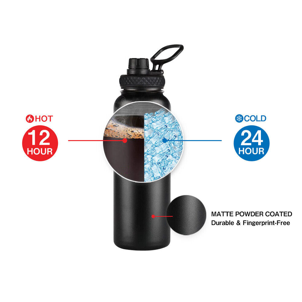 Water Bottle Stainless Steel Vacuum Double Wall Insulation Sport Wide Mouth 40 Oz 