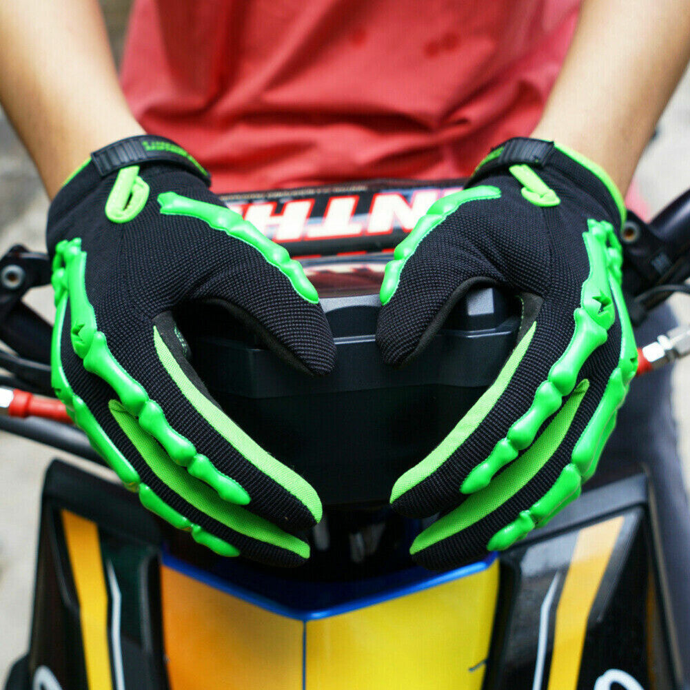Motorcycle Racing Gloves Sport Cycling Skull Bone Skeleton Full Finger Gloves US