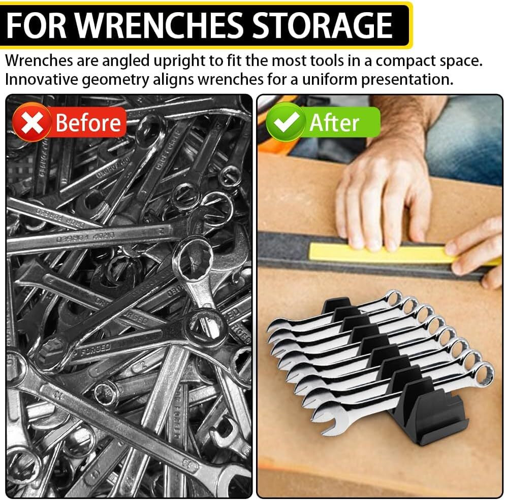 40X Magnetic Modular Wrench Organizer Compact Tool Storage Slots Hold Tools SAE