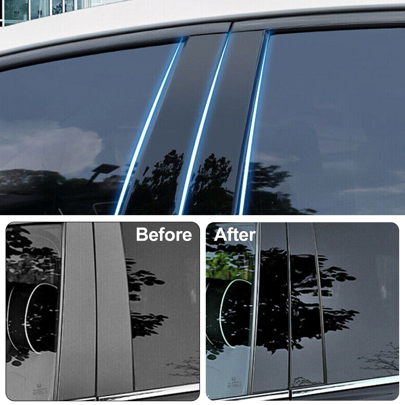 PCS Black Pillar Posts Cover Trim Kit for 2016-2021 Chevrolet Malibu – Gloss Piano Door Post Overlay