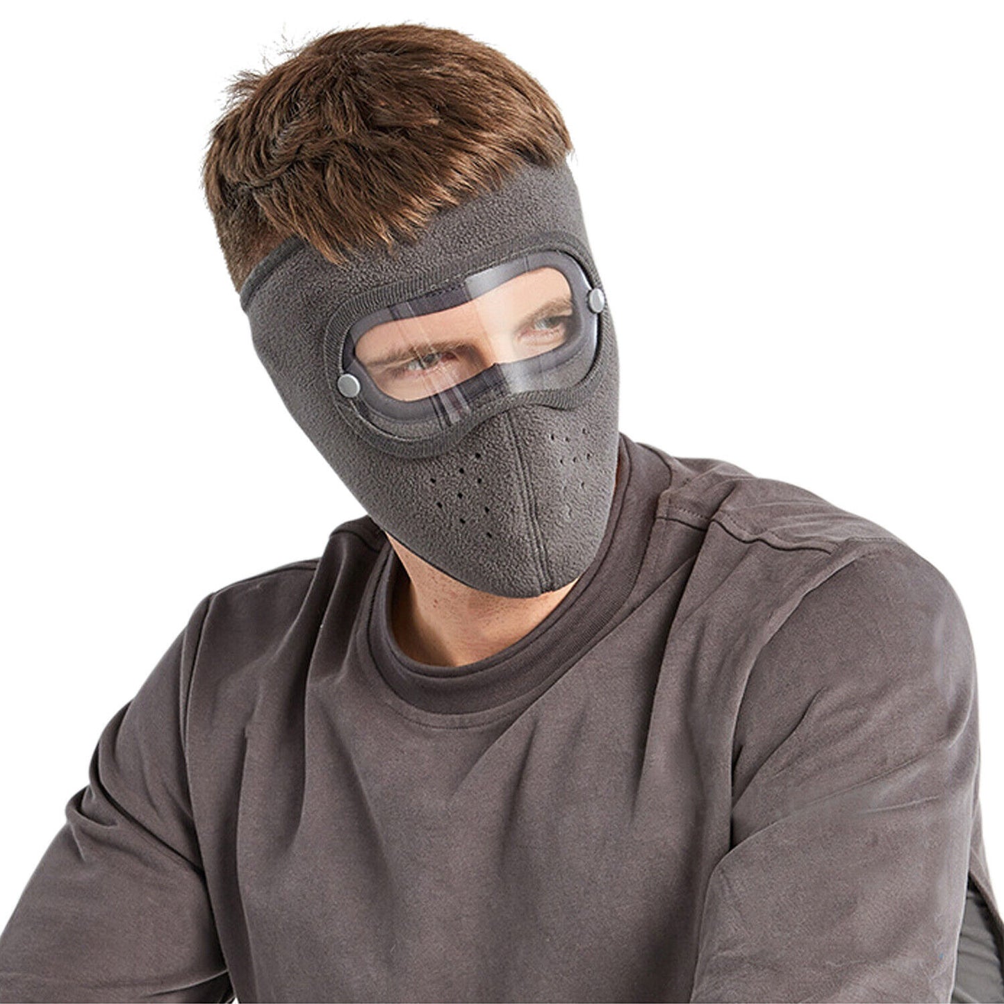 Fleece Warm Winter Balaclava Face Mask with Anti-Fog Goggles Windproof Skull Cap