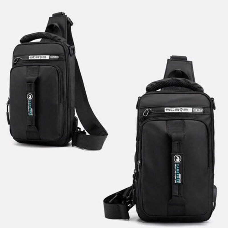 Men’s Anti-Theft Sling Crossbody Chest Bag with USB Charging Port