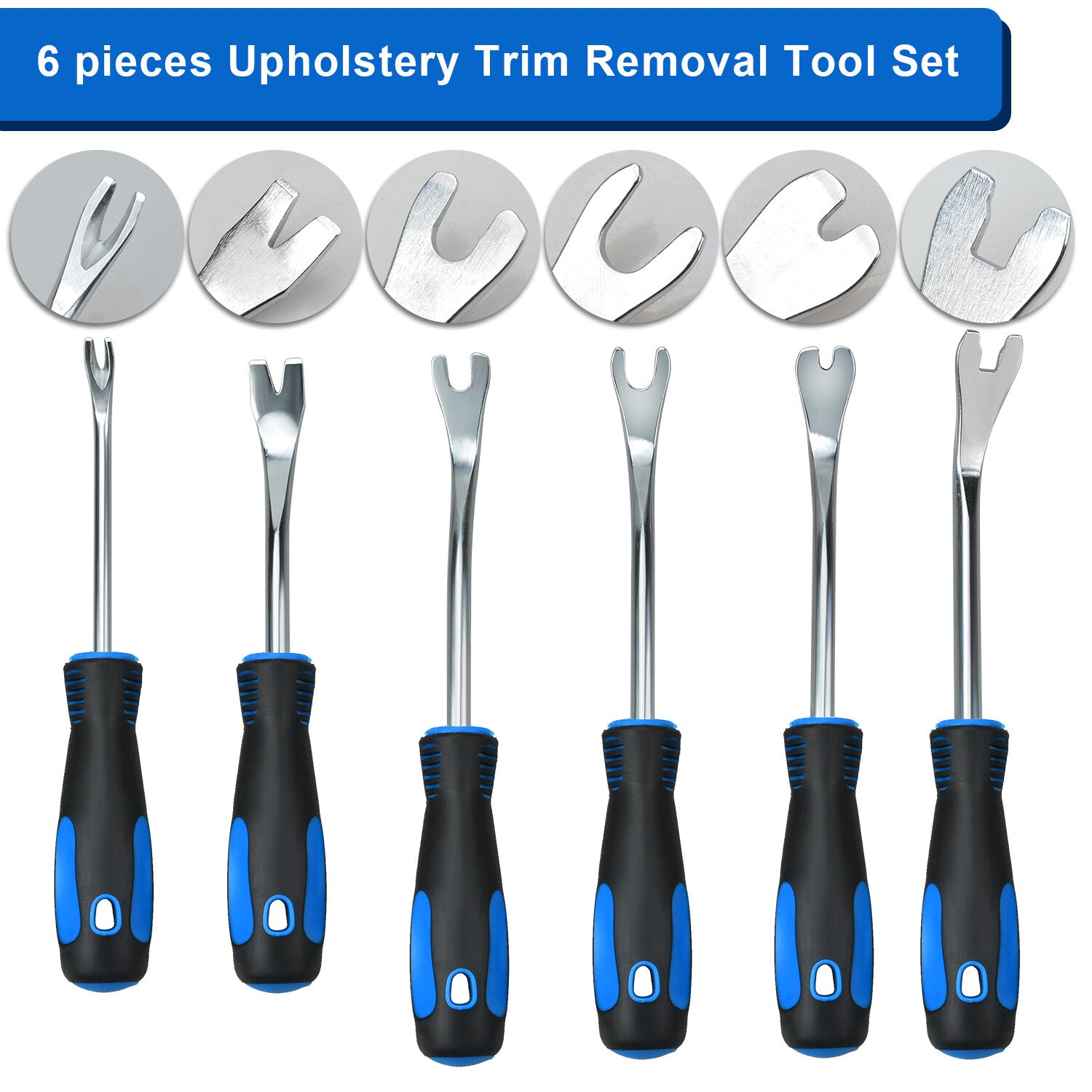 6Pc Metal Pry Tool Set Auto Door Panel Trim Upholstery Clip Remover Kit
