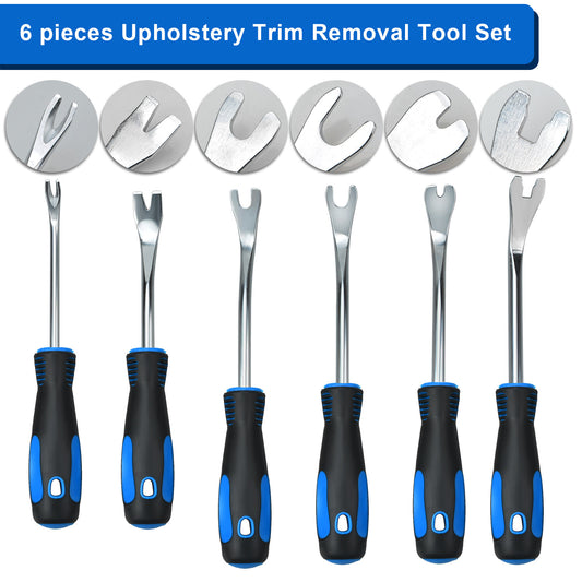 6Pc Metal Pry Tool Set Auto Door Panel Trim Upholstery Clip Remover Kit