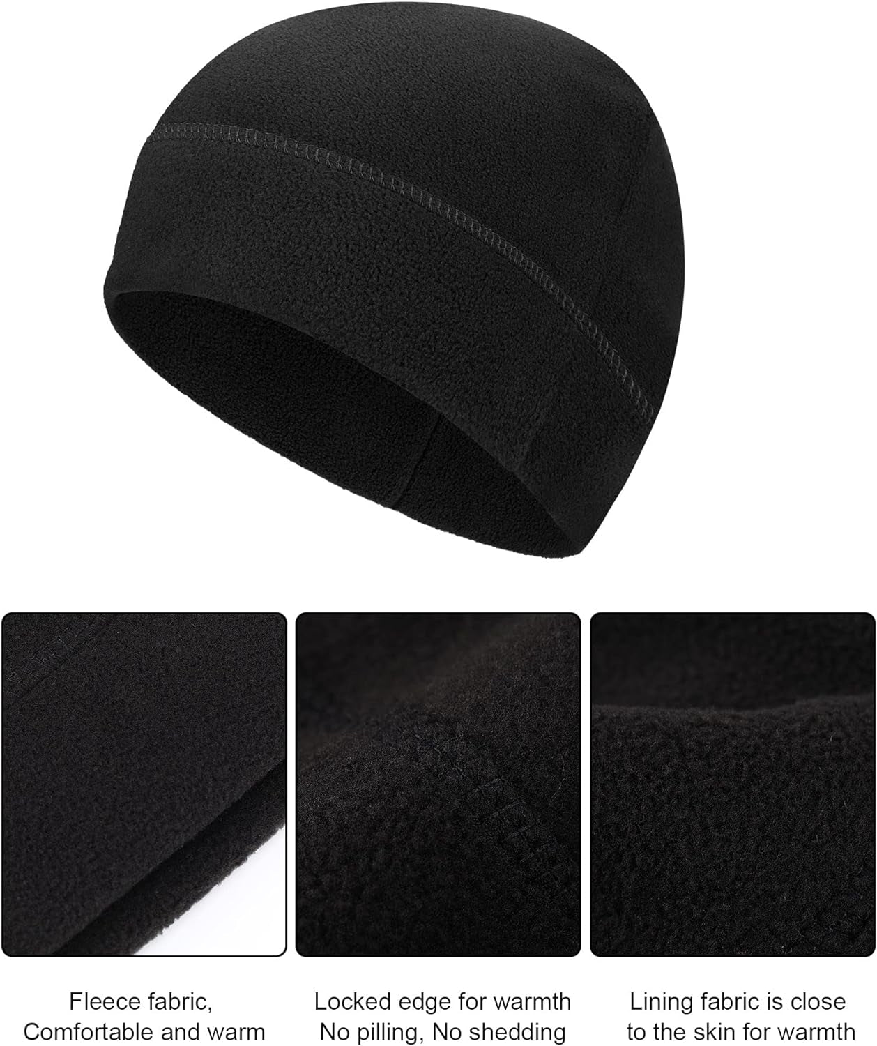 6 Pieces Winter Watch Skull Cap Men Warm Polar Fleece Beanie Hat Thick Windproof Unisex for Outdoor Exercising